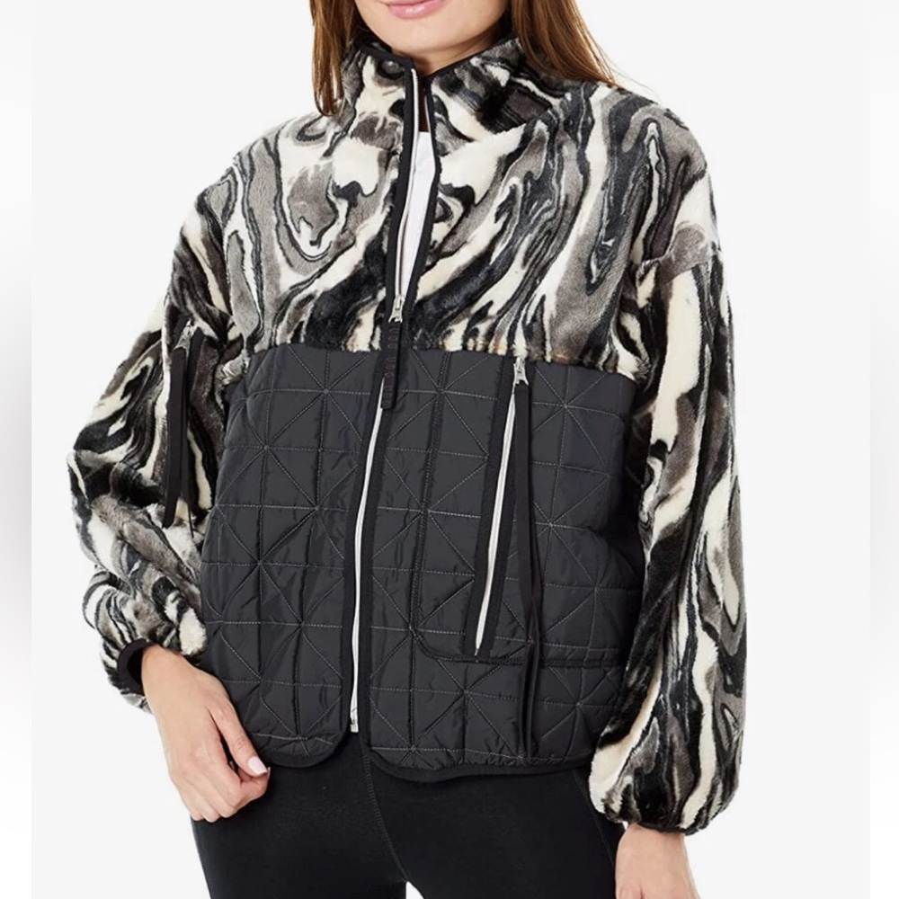 UGG Marlene Sherpa and Nylon Jacket Black Marble